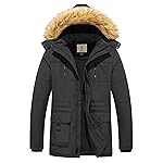 WenVen Men\'s Winter Coat Quilted Parka Jacket with Removable Hood (Charcoal, M)