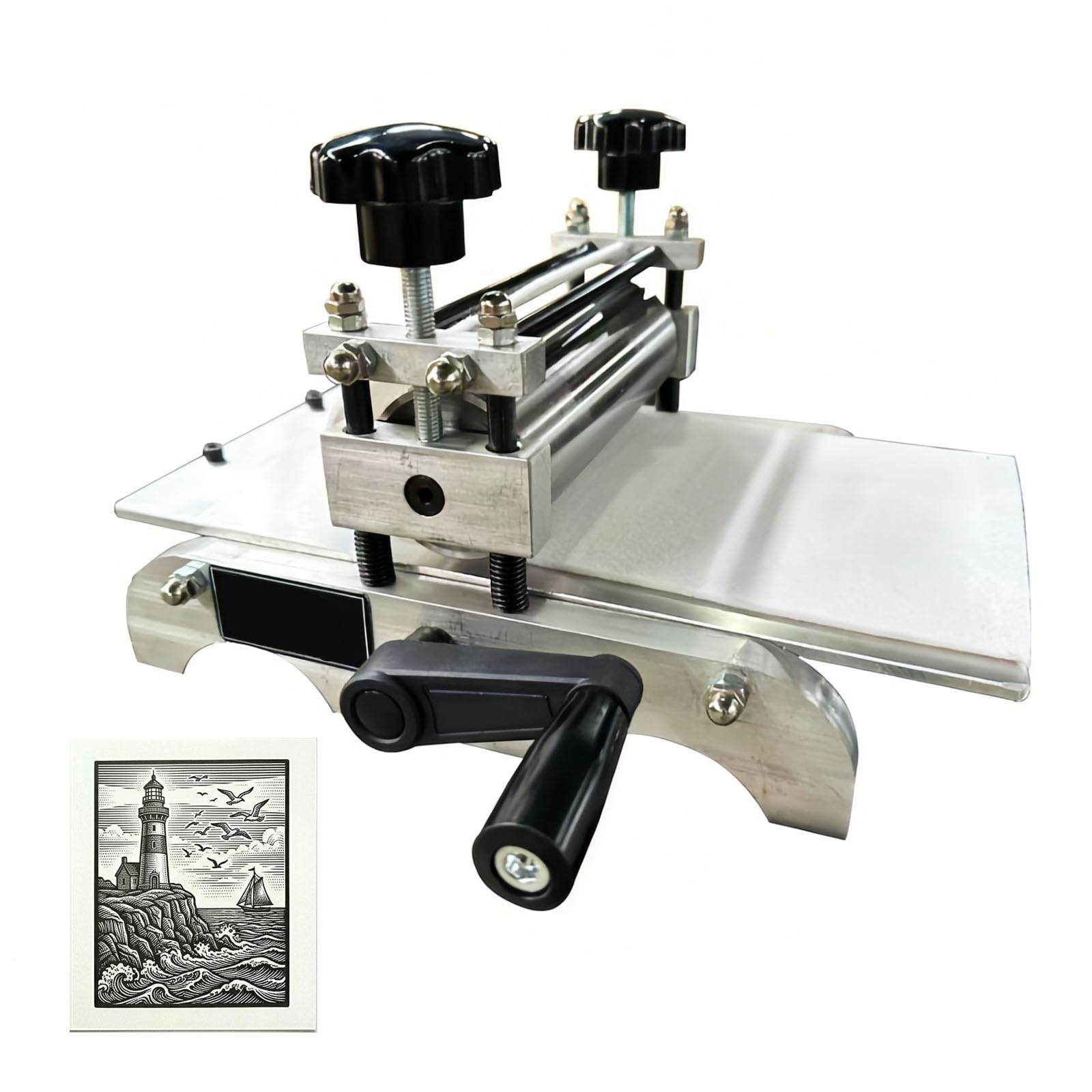 Pressa Calcografica Professionale in Alluminio, Macchina per Linocut e Stampa Artistica DIY, Torchio Manuale per Acquaforte, Xilografia, Area di Stampa 30x17cm