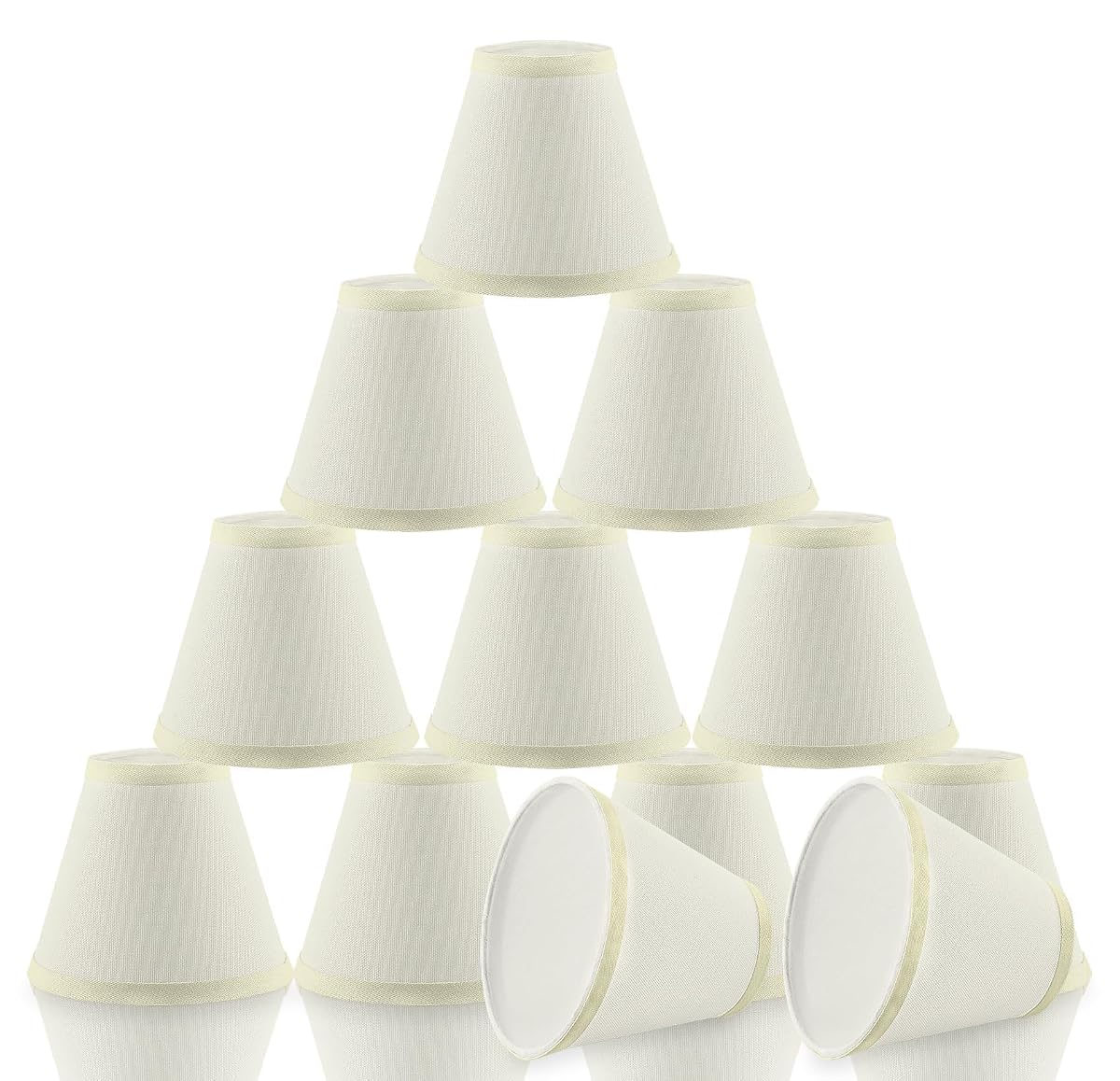 12 Pack Chandelier Lamp Shades, 3x6x5 Inch Natural Linen Fabric Clip On Bulb,