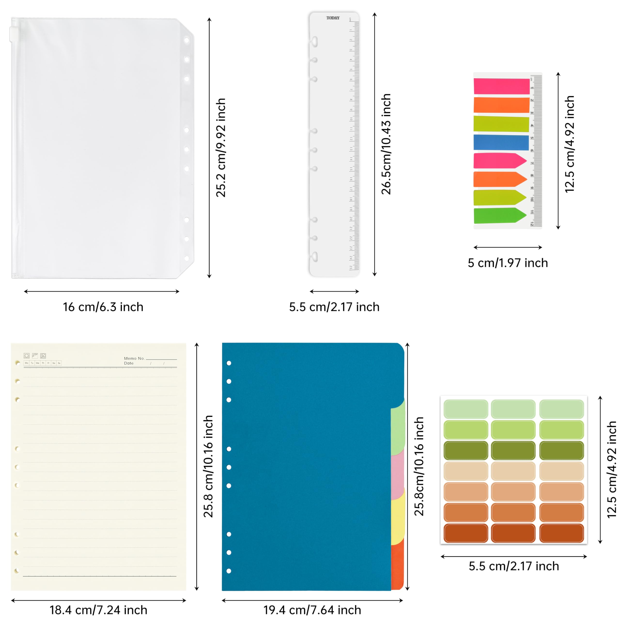 Mlife B5 Binder Refills, Lined Paper Set including 5 PCS File Divider, 90 Pages B5 Loose Leaf Paper, Label Stickers - Image 2
