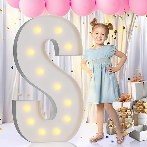 imprsv Letras iluminadas, letras de marquesina de 4 pies para decoración de cumpleaños, boda, compromiso, fiesta, marquesina grande S para
