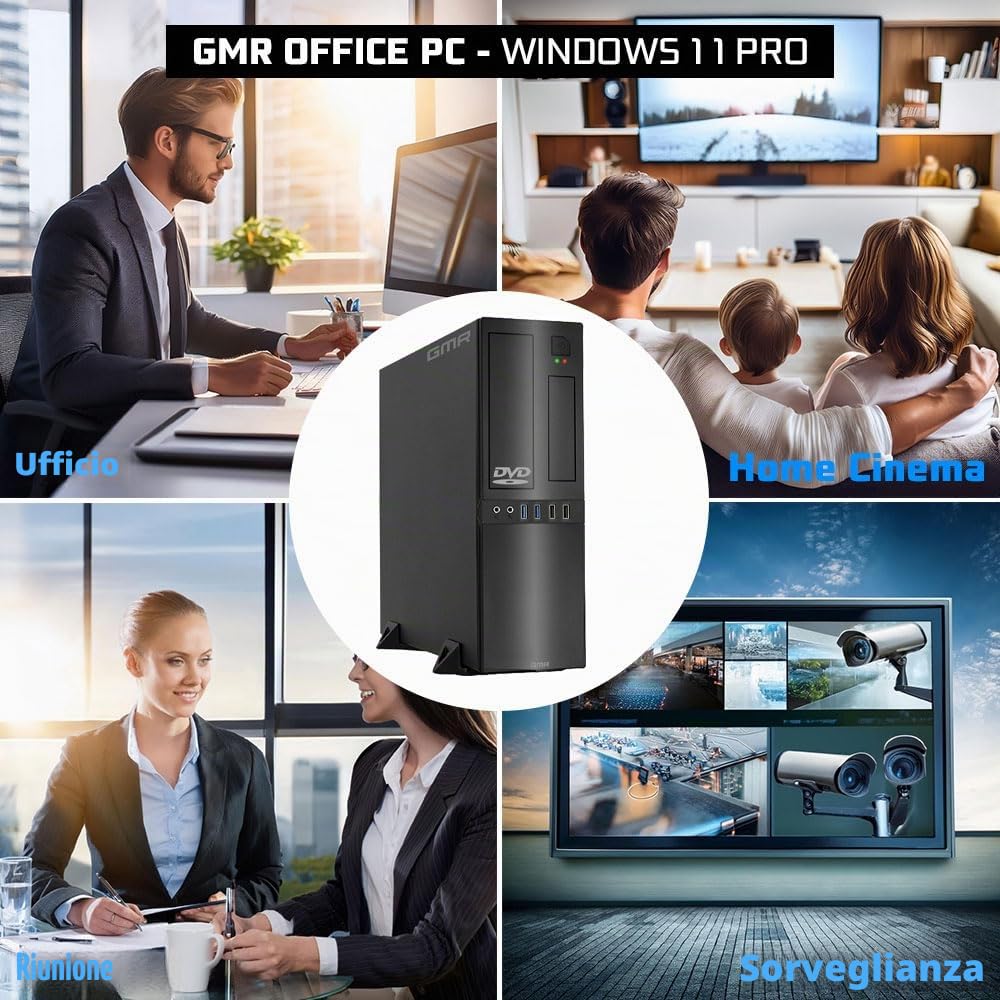 GMR Ultra Slim i7 Office PC - Business Office Computer | 3 anni di garanzia | 32 GB di RAM | 4000 GB SSD | DVD±RW | USB 3 | Windows 11 Prof | Bluetooth WiFi