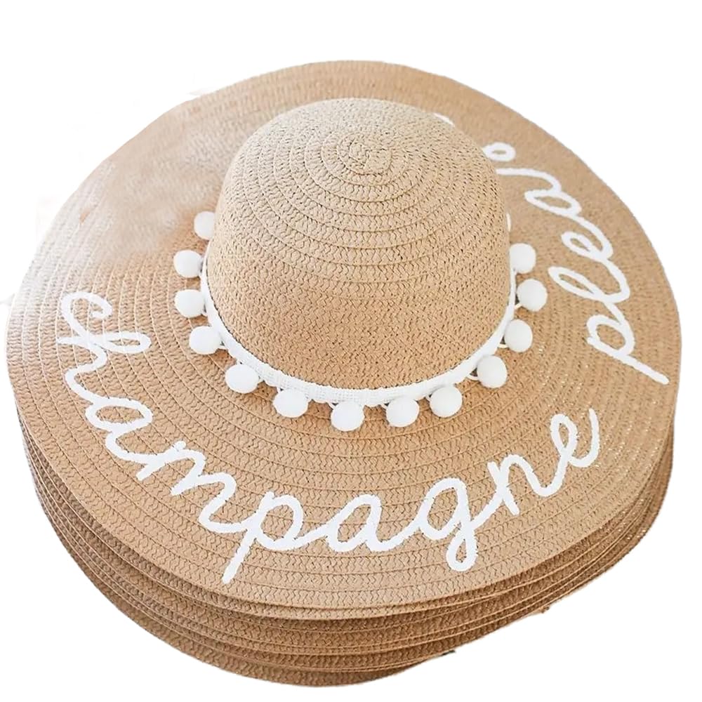 HDLOVE Sombreros De Playa Personalizados For Dama De Honor, Nombre Personalizado, Sombrero De Sol Mujer, Paja Plegable De ala Ancha, Sombrero De Verano For Piscina Al Aire Libre, Viajes, Playa