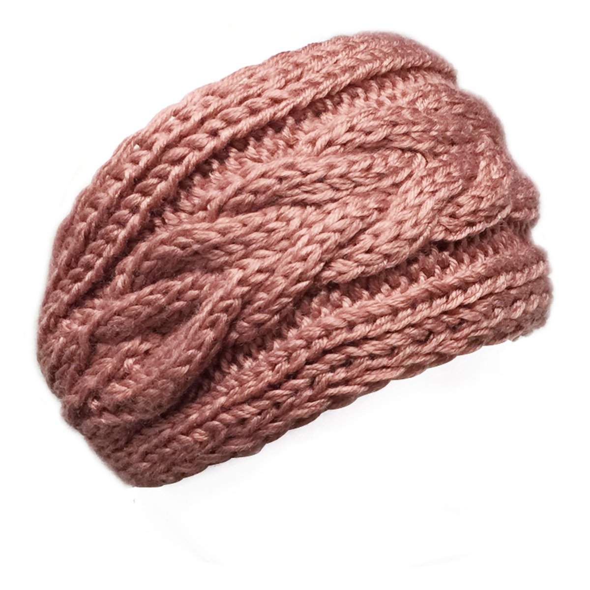 Wrapables Winter Warm Thick Cable Knit Headband, Pink