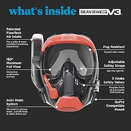 Seaview 180 V3 Full Face Snorkel Mask Adult- The V3 is The Perfect Snorkeling Gear for Adults- Snorkel Mask with 180 Panoramic Viewing and Up to 600% Easier Breathing- Patented Flowtech Air Intake