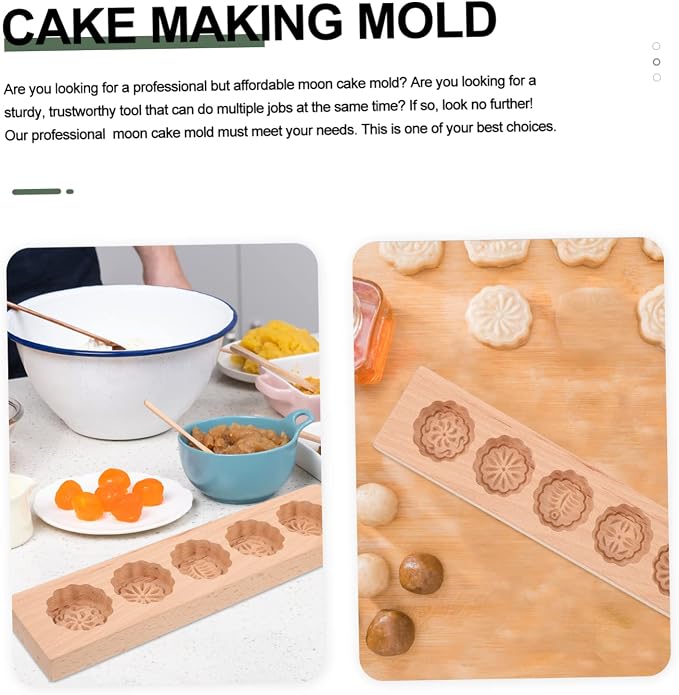 Molde de Moon Cake de Madera para Cocina, 5x5x1.6cm, Herramienta de Cocina para Hogar, Kit para Hacer Mooncakes miniatura 9