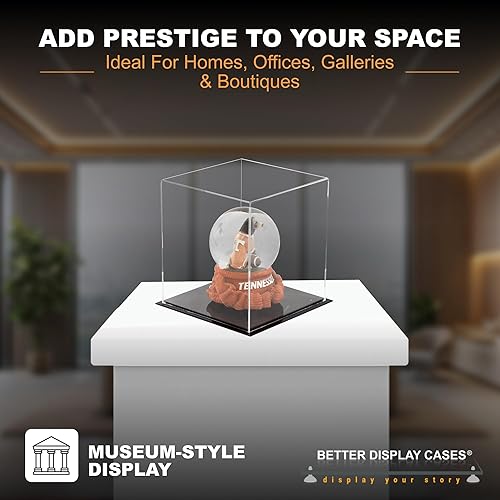 Vista 430 de Better Display Cases Versátil vitrina de acrílico transparente - Caja rectangular grande con base blanca 18" x 12" x 3" (BK09)