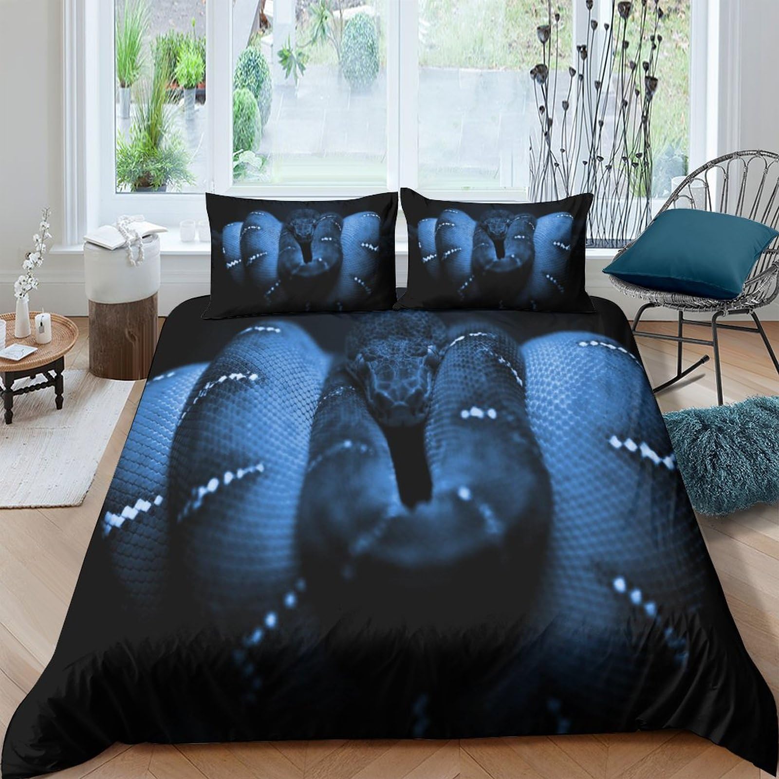 Housse de couette serpent pour chambre d'enfant et ado, parure de lit animal 220x240