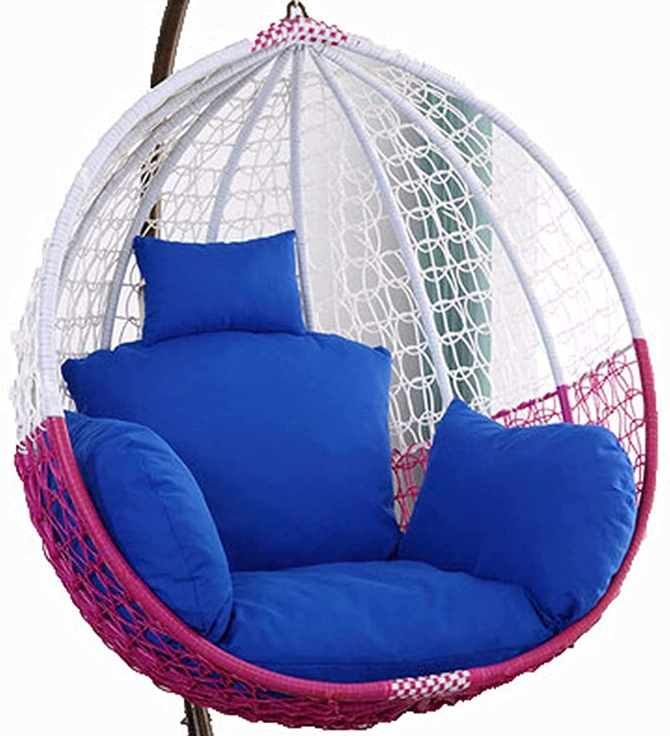 Outdoor Hanging Lounge Chair Cushion with Fixed Strap Blue Small Size Pillow Nest Swing Seat Cushions for Rattan Garden Egg Chair