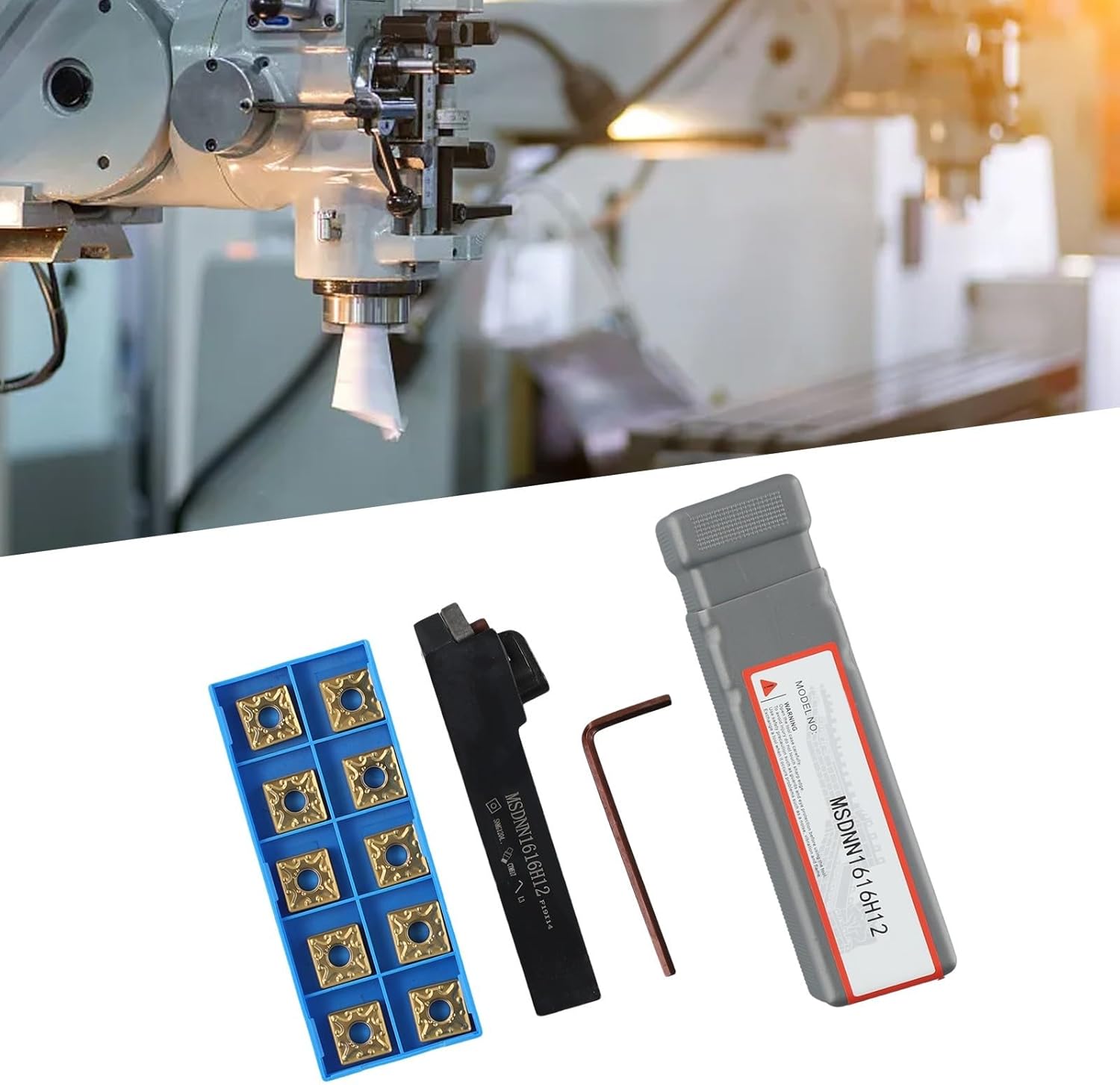 MSDNN1616H12 Lathe Turning Tool Holder,With 10PCS SNMG432 BP010 Carbide Inserts For CNC Metalworking, Semi-Finishing And Finishing