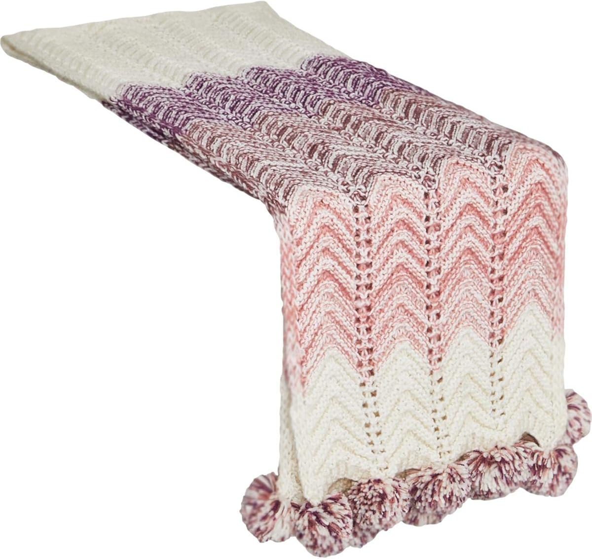 BCBGMAXAZRIA Womens Chevron Pom Scarf Ivory O/S at  Women’s Clothing store