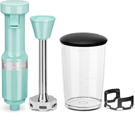 KitchenAid Variable Speed Corded Hand Blender with Accessories, Aqua Sky, KHBV83AQ
