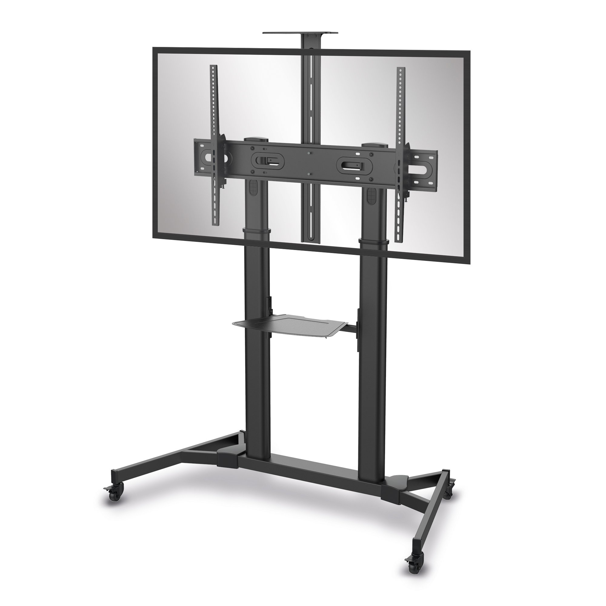 conecto® LM-FS03B Professional TV-Ständer Standfuß für Flachbildschirm LCD LED Plasma höhenverstellbar 60-100 Zoll (152-254 cm, bis 100 kg Tragkraft) max. VESA 1000x600mm, Stahl, schwarz