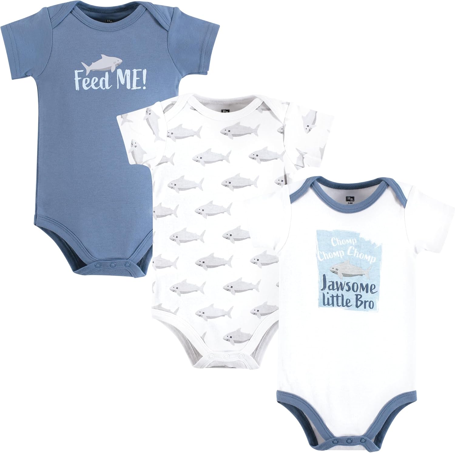 Hudson Baby Infant Boy Cotton Bodysuits, Jawsome Little Bro, Newborn