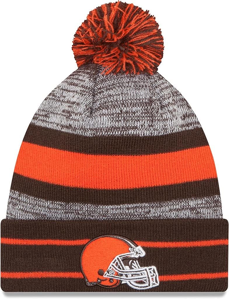 New Era Unisex-Adult NFL Official Sport Knit Classic Cuffed Knit Pom Beanie Hat (Cleveland Browns)