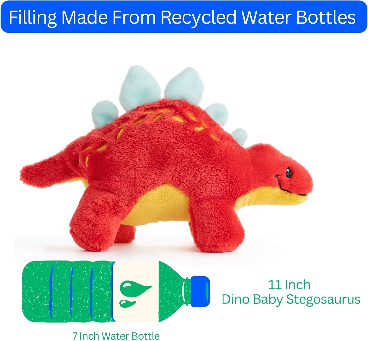 The Petting Zoo Baby Stegosaurus Stuffed Animal Plushie, Dinosaur Animals, ZOOLOGEE Red Dinosaur Plush Toy 11 inches - Image 10