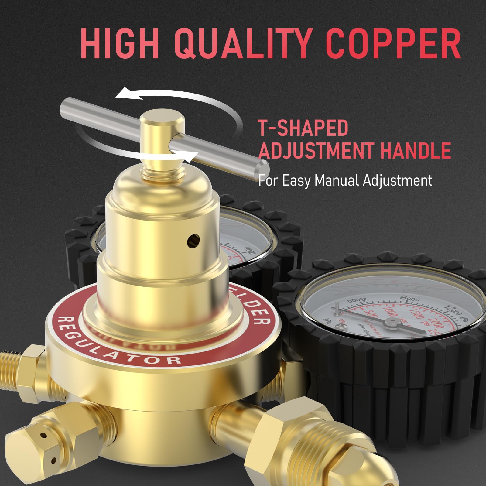 YESWELDER Nitrogen Regulator - 0-800 & 0-4000 PSI -3
