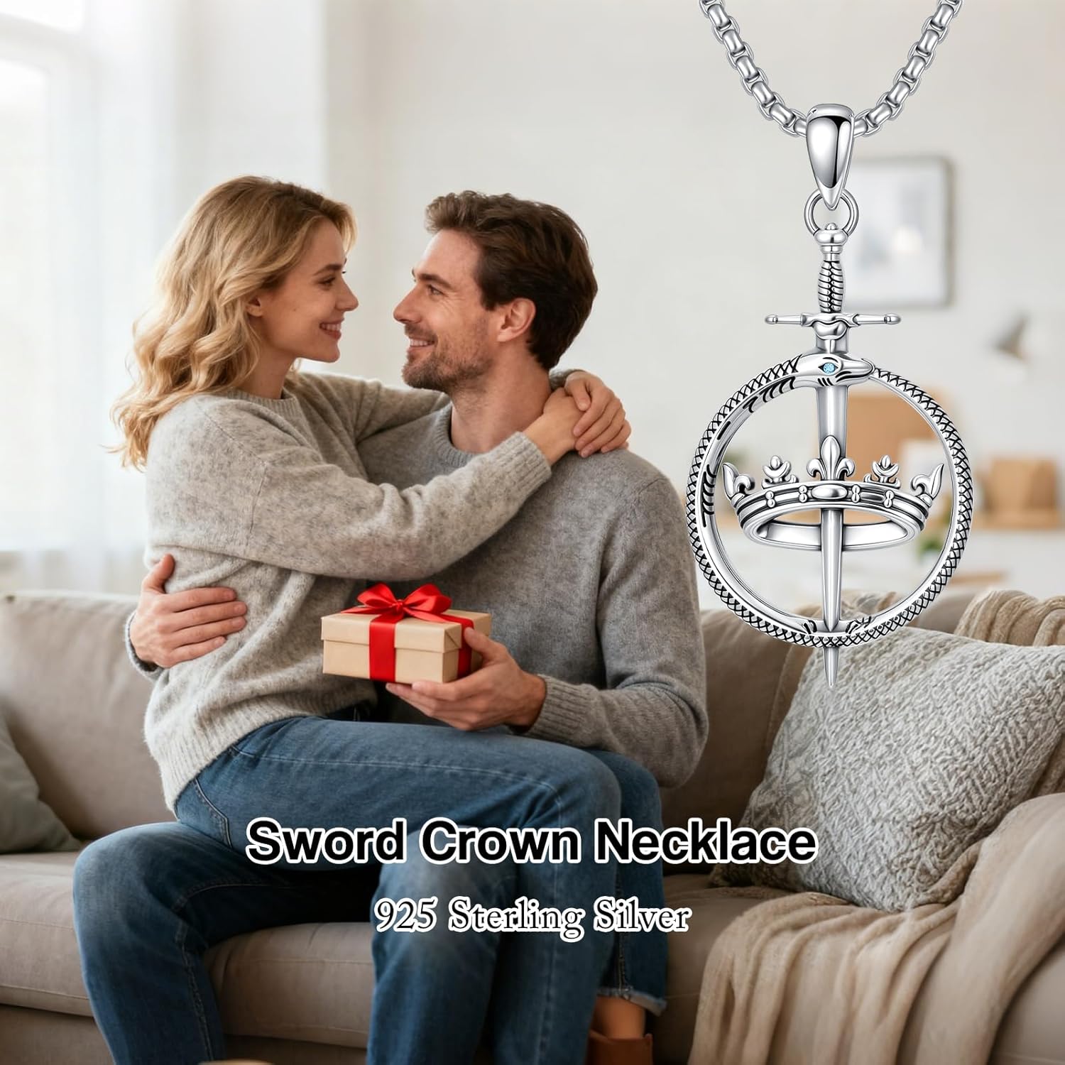 SIMONLY Gothic Sword Necklace for Men 925 Sterling Silver Bull/Skull/Snake Necklace Viking Rune Sword Pendant Amulet Skull Jewelry Gift - Image 6