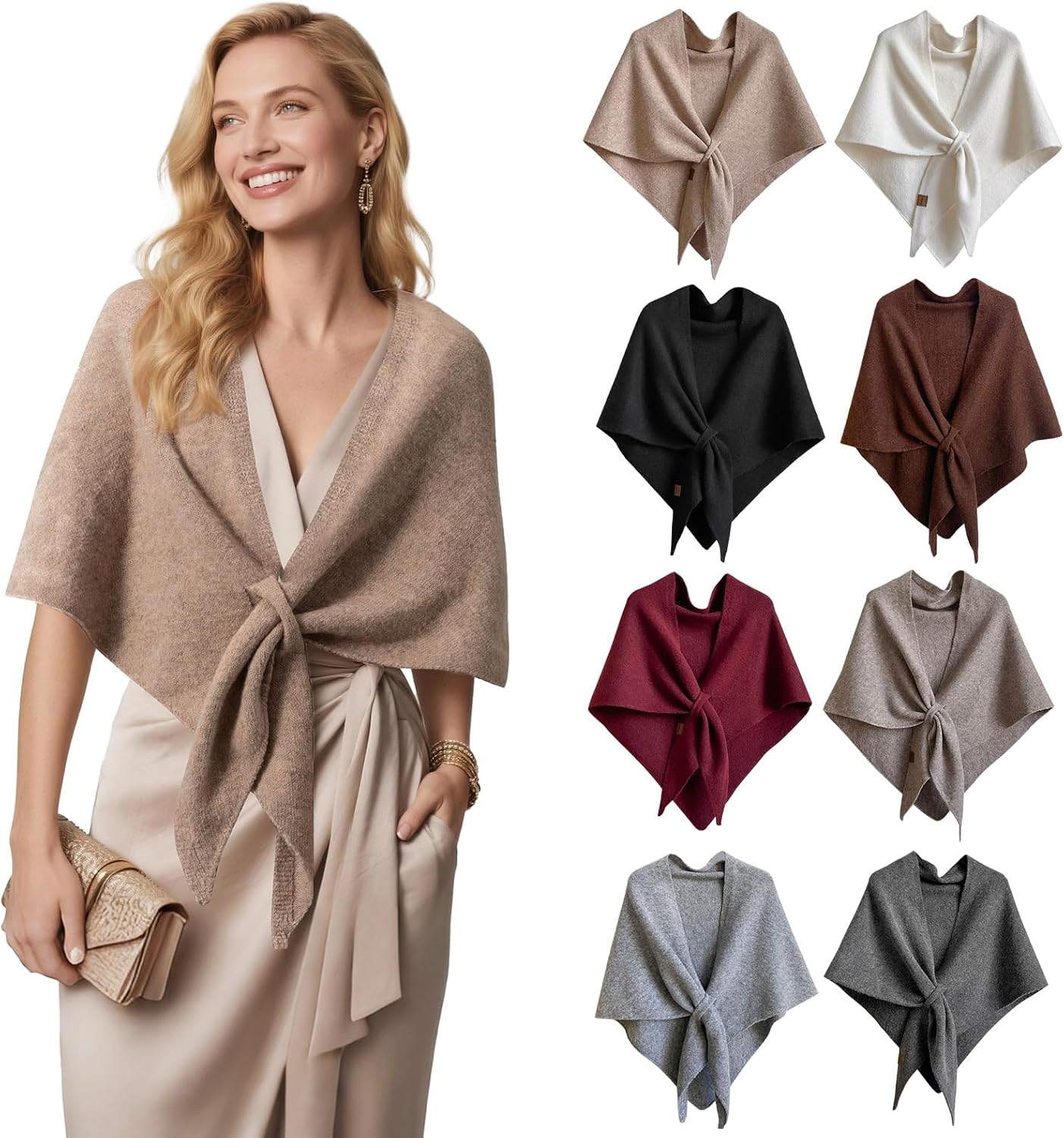 Pashmina Shawl Wraps for Women Poncho Shawl Knit Cape Cashmere Wrap for Evening Dresses and Daily Wear. - Image 6