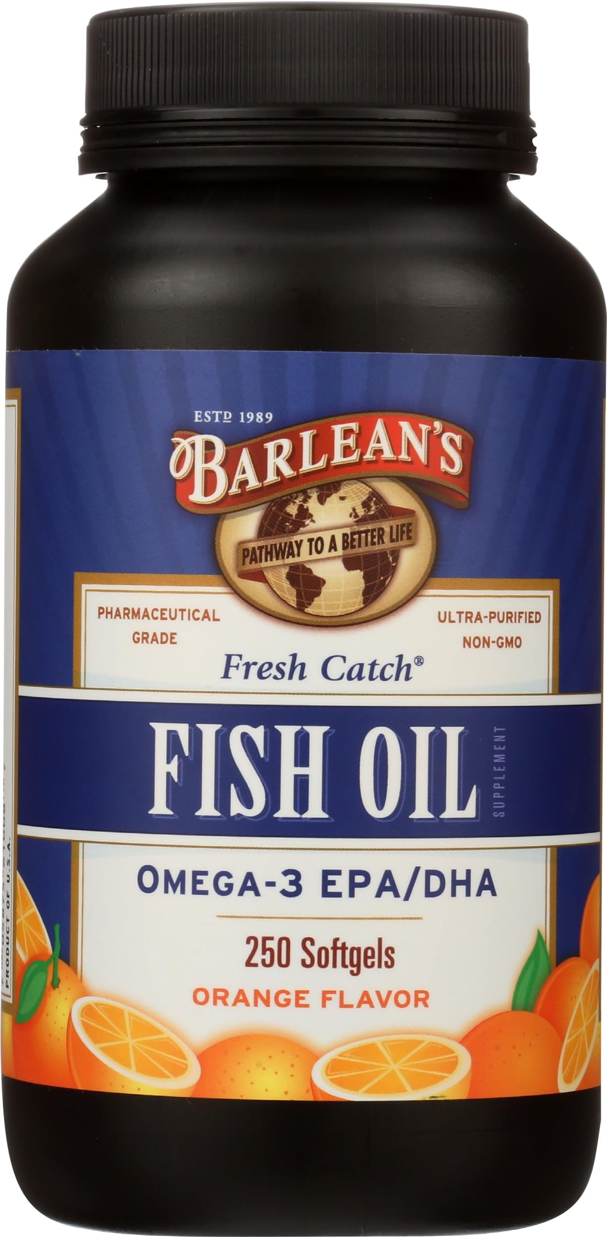 Omega 3 Fish Oil Supplements, 600mg Fish Oil Pills with EPA & DHA, Softgels for Joint, Brain, & Heart Health, Orange Flavored, 250 Count