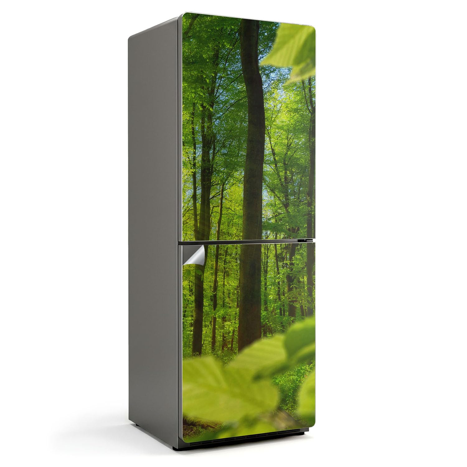 Sticker Réfrigérateur 70x190 Couvrant Entièrement Cuisine Forêt Verte