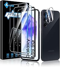 Tempered Glass for Samsung Galaxy A55 5G with Rear Camera Protector [2+2 Pieces], 9H Hardness [Bubble-Free] [Ultra HD] Ultra Resistant Tempered Glass Screen Protector [Transparent]