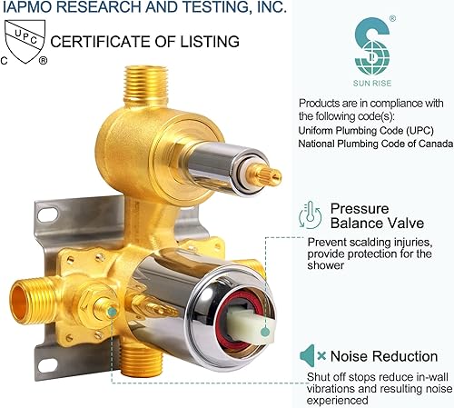 Miniatura 3 de SR SUN RISE Juego de grifo de bañera y ducha de 10 pulgadas, sistema de ducha montado en la pared con boquilla de bañera, cabezal de ducha de lluvia