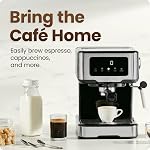 Machine à expresso Chefman CraftBrew, machine à expresso numérique à pompe de 15 bars avec buse à vapeur pour latte et cappuccino, machine à café expresso compacte avec réservoir d'eau amovible de 1,5 L - Acier inoxydable