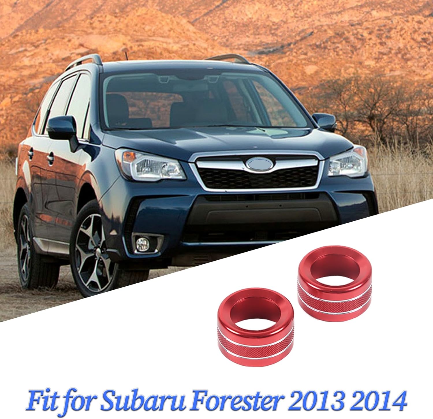 Centre Console Ring Multimedia Knob Trim Ring Suitable for Subaru Forester 2013-2014 Center Control Multimedia Knob Ring Centre Console Sound Volume Knob Trim Cover Aluminum 2PCS (Red)
