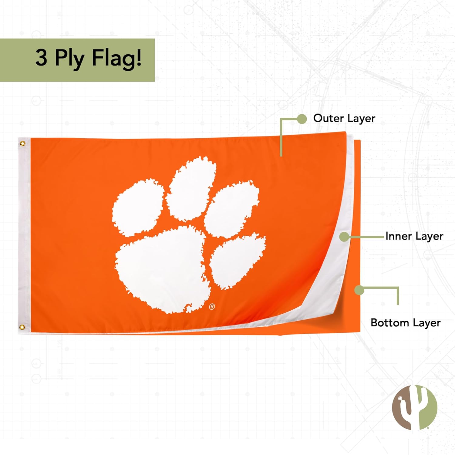 Desert Cactus Clemson University Flag Double Sided Tigers Banners 100% Polyester Indoor Outdoor 3x5 feet Flags (Double Sided - Flag A) - Image 4