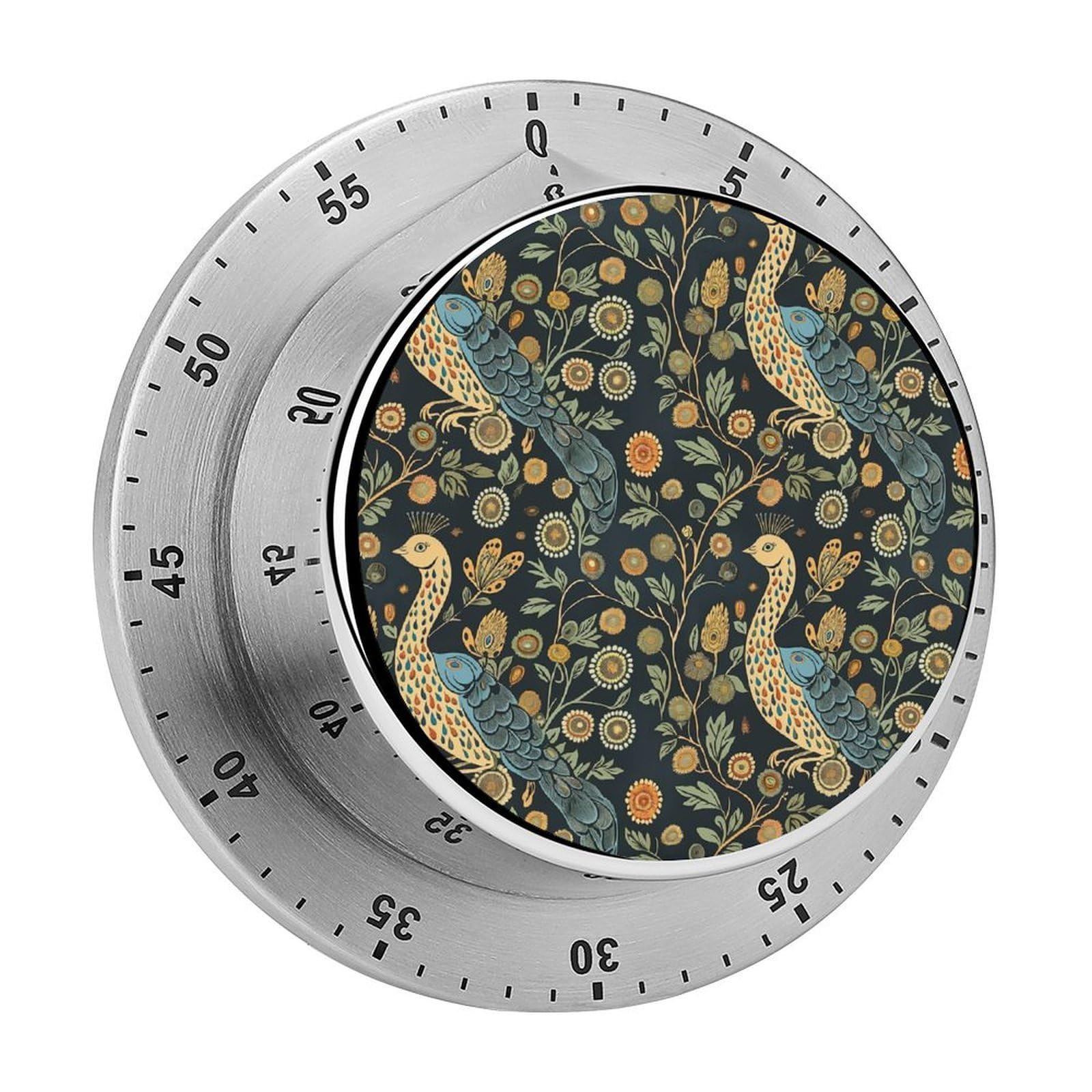 Feathers Peacock Kitchen Timer Magnetic Countdown Countup Timer for Cooking Baking 8x8cm