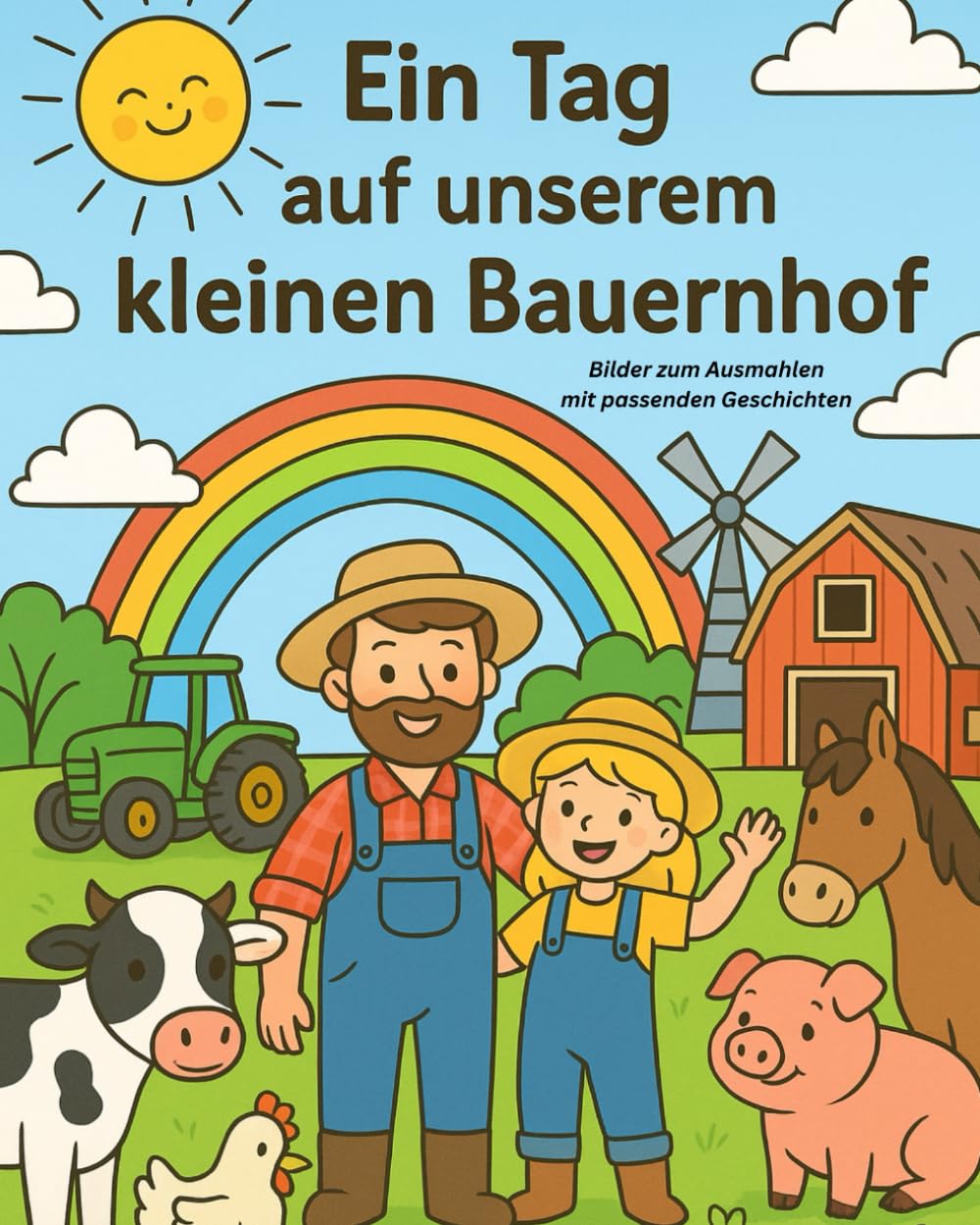 Ein Tag auf unserm kleinen Bauernhof: Das Ausmalbuch für kleine und große Künstler mit Bildern zum ausmalen und kleinen passenden Geschichten