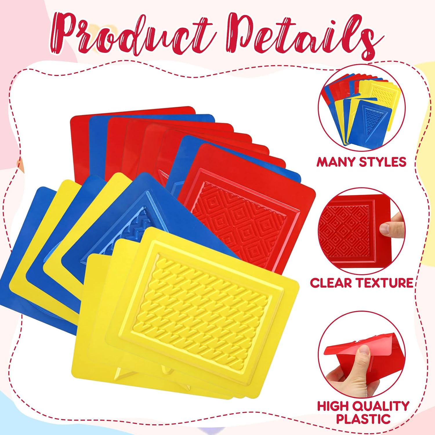 Kathfly 16 Pcs Teach Me Shapes Rubbing Plates Kit 4 x 5 Inch Assorted Texture Rubbing Plates Shapes Learning Tools for Developmental Learning Birthday Gifts