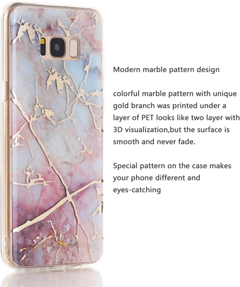 Galaxy S8 Case,Samsung Galaxy S8 Case,Spevert Marble Pattern Hybrid Hard Back Soft TPU Raised Edge Ultra-Thin Shock Absorption Scratch Proof Slim Protective Case for Samsung Galaxy S8 - Colorful