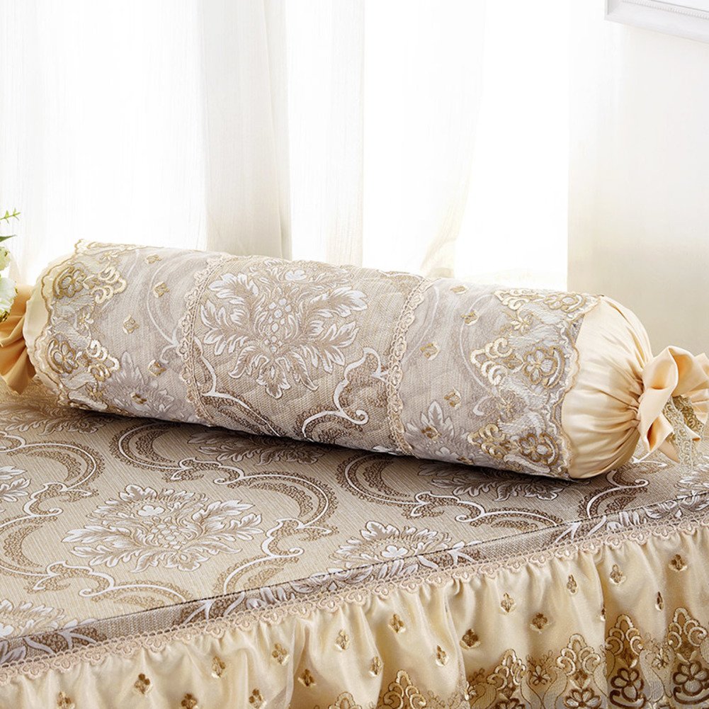 Taie d'oreiller lin motif fleur D 18x60cm VersionB