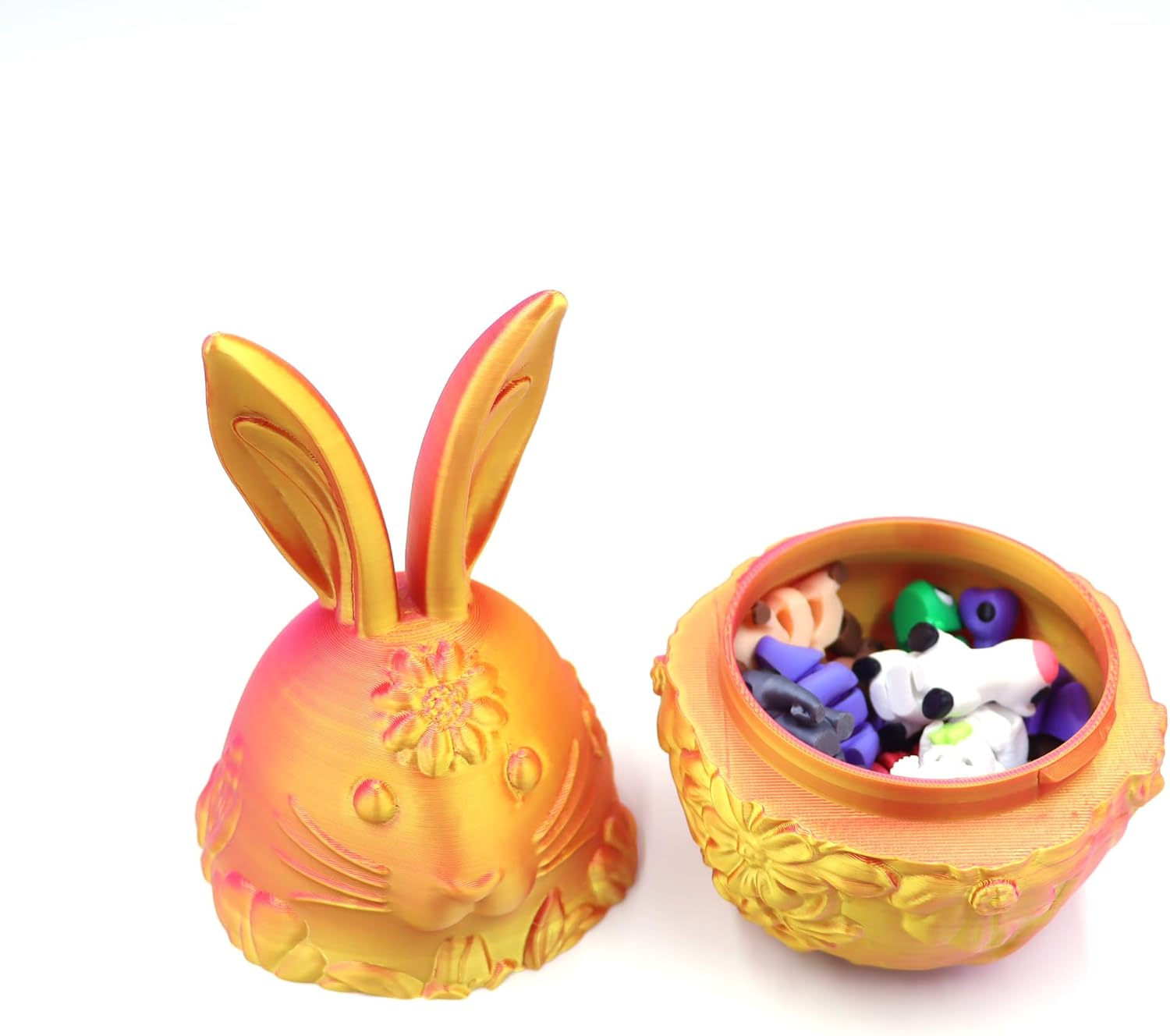 Easter Bunny Egg Set: A rabbit-shaped surprise egg containing a mini bunny. Ideal for home decoration or as a sweet gift for her (Gold)
