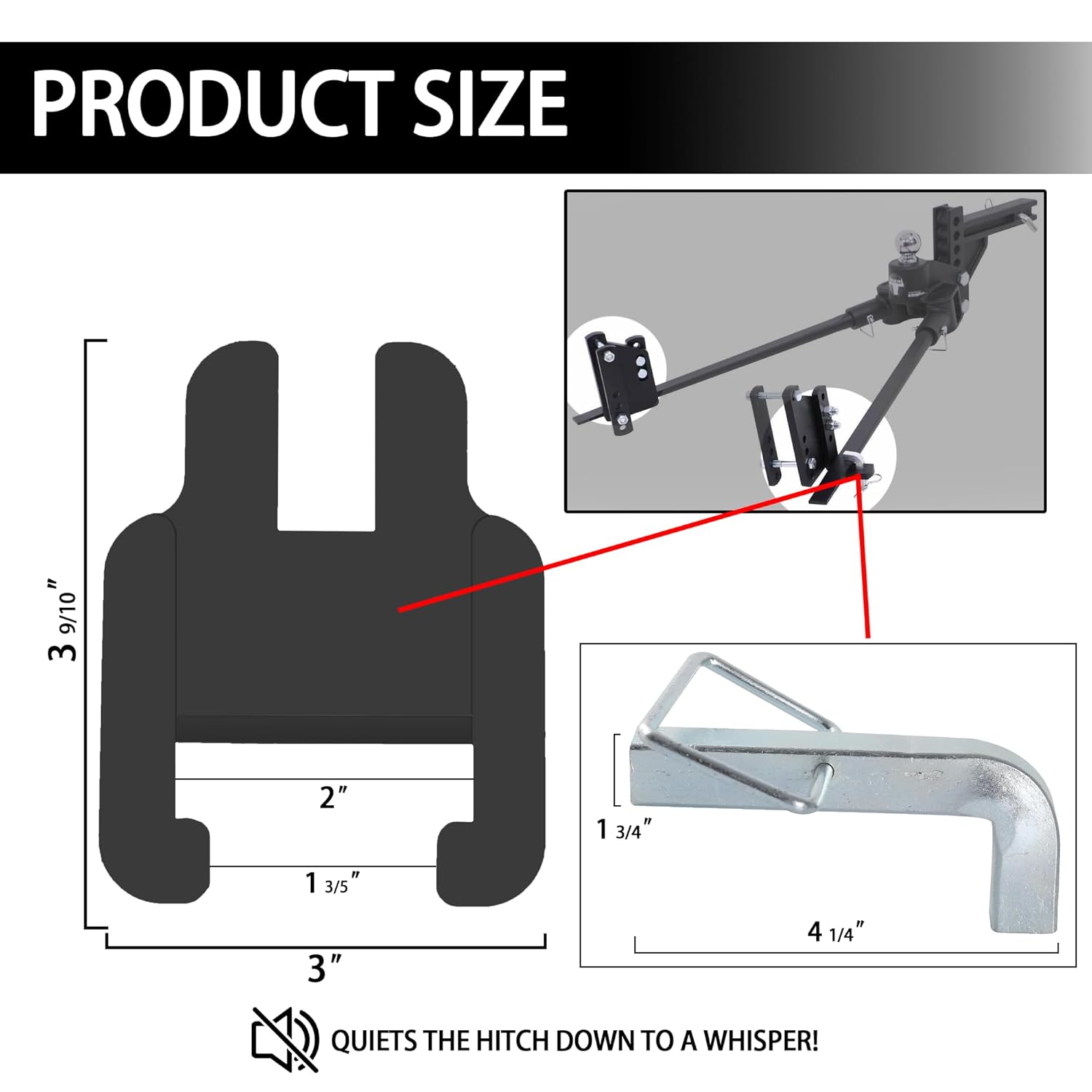 4 1/4" x1 3/4" Premium Snap L-Pins for Weight Distribution Hitches, Sway Bracket Jacket Compatible with E2 Hitch Sway 6k 8k 10k 12k 14k Sway Control Brackets Eliminate Noise