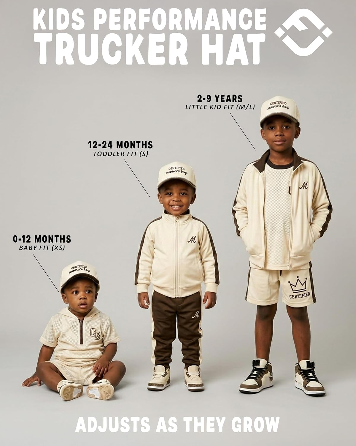 Funky Junque Kids Rope Hat Waterproof Performance 5 Panel Snapback Baseball Cap for Golf, Boys & Girls, 4 Sizes Baby to Youth
