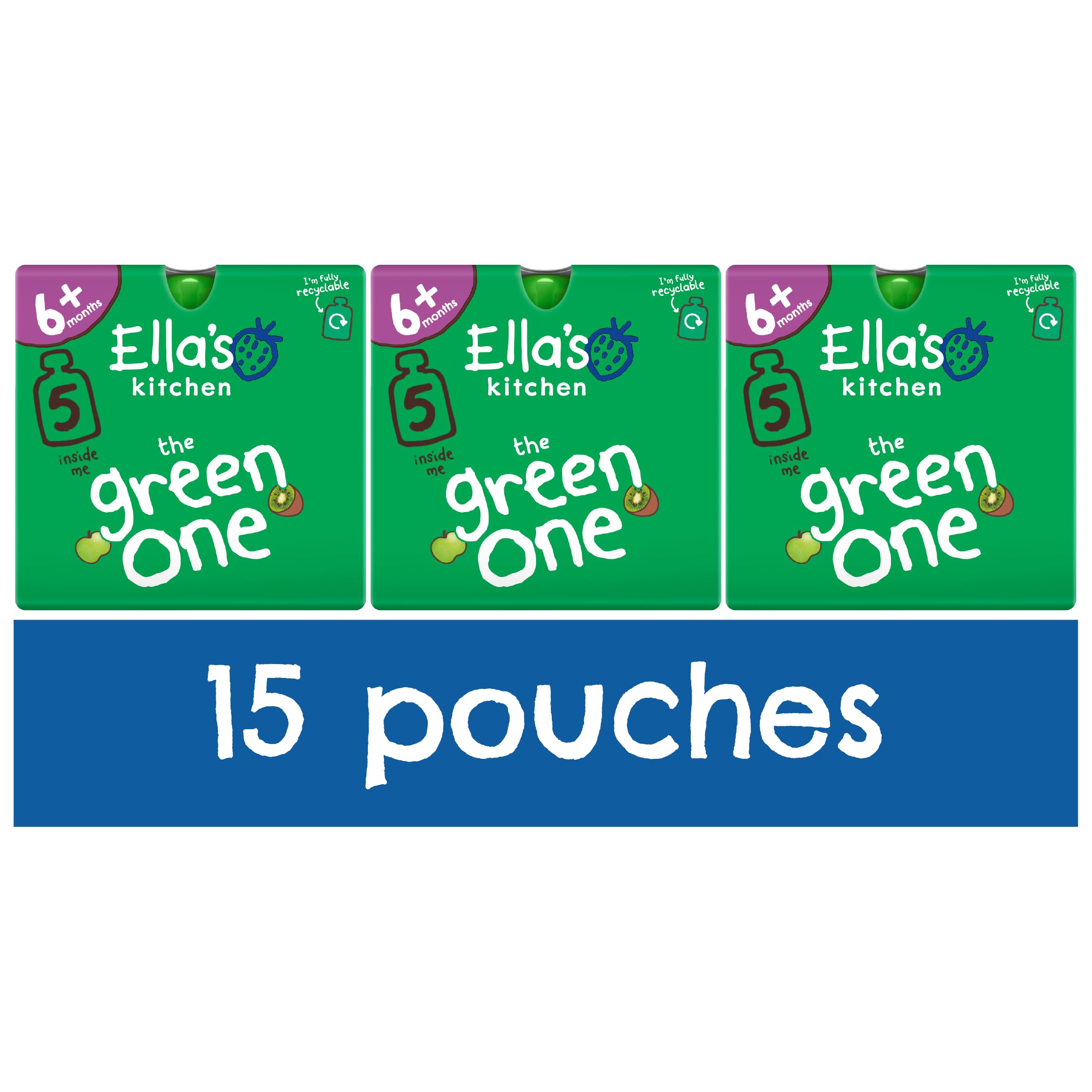 Ella's Kitchen The Green One Smoothie Fruits Multipack 3 x 90 g (Pack of 5)
