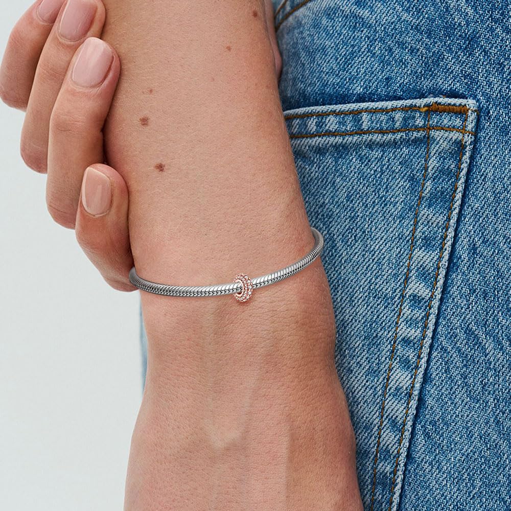 KEQ Breloque à clip en argent sterling 925 avec zircone cubique 5A pour bracelet et collier - Cadeau de Noël, fête des mères pour femme