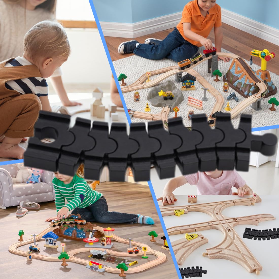 GXGM 2 Pièces Circuit Train Bois Rail Flexible, 14.2 * 4 * 1.2Cm Courbe Jusqu'À 90° Pour Chemin De Fer En Bois, Compatible Avec Brio, Eichhorn, Ikea Lillabo, Connecteur De Rail