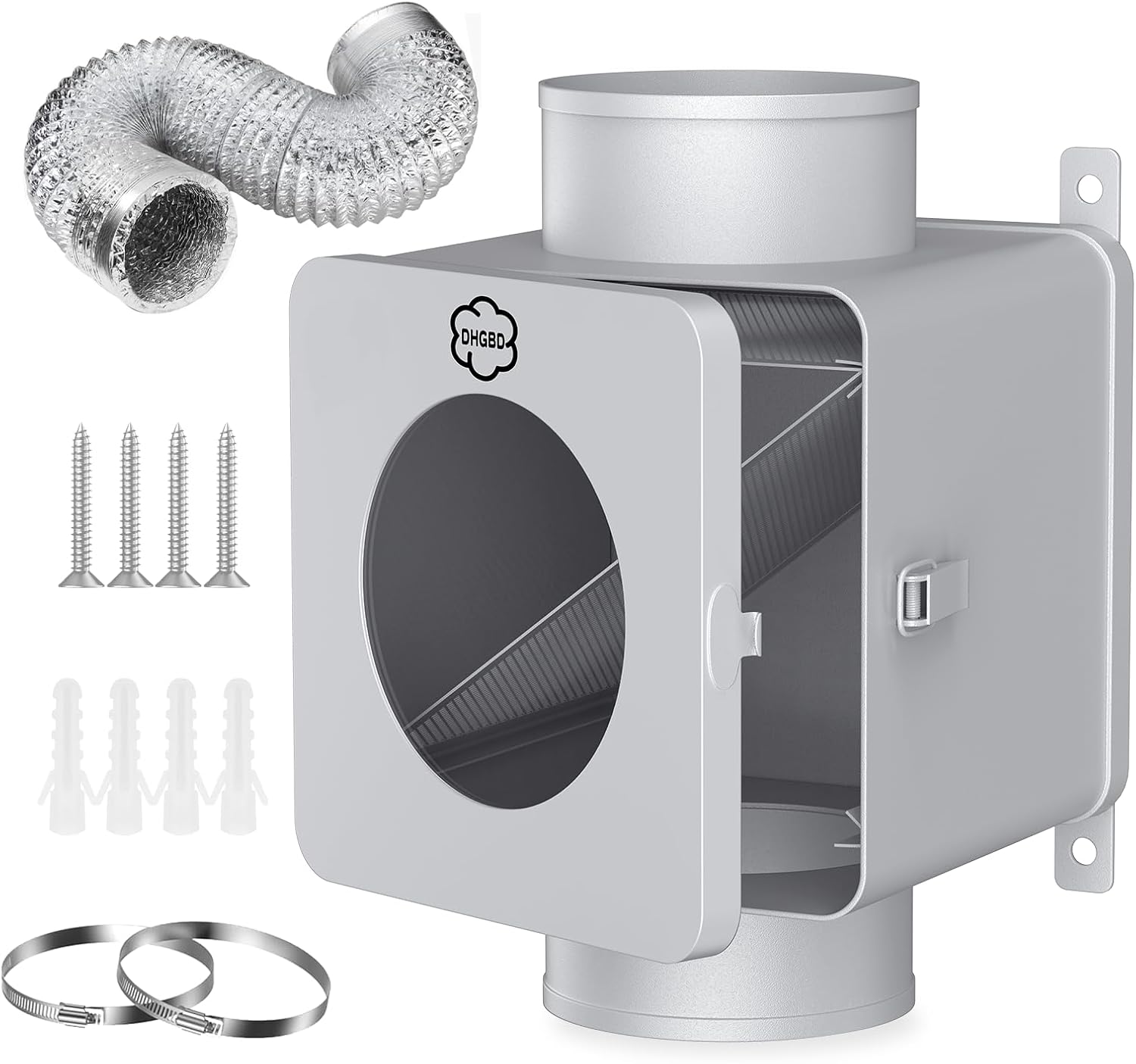 Metal Dryer Lint Trap,Indoor Lint Trap for Dryer with 4inch 8FT Dryer Vent Hose,2 Clamps,2 Stainless Steel Mesh Filters,Secondary Lint Trap for Electric & Gas Dryers