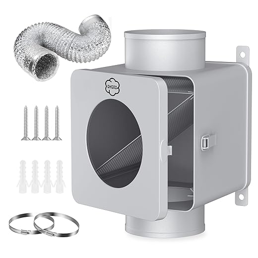 Metal Dryer Lint Trap,Indoor Lint Trap for Dryer with 4inch 8FT Dryer Vent Hose,2 Clamps,2 Stainless Steel Mesh Filters,Secondary Lint Trap for Electric & Gas Dryers