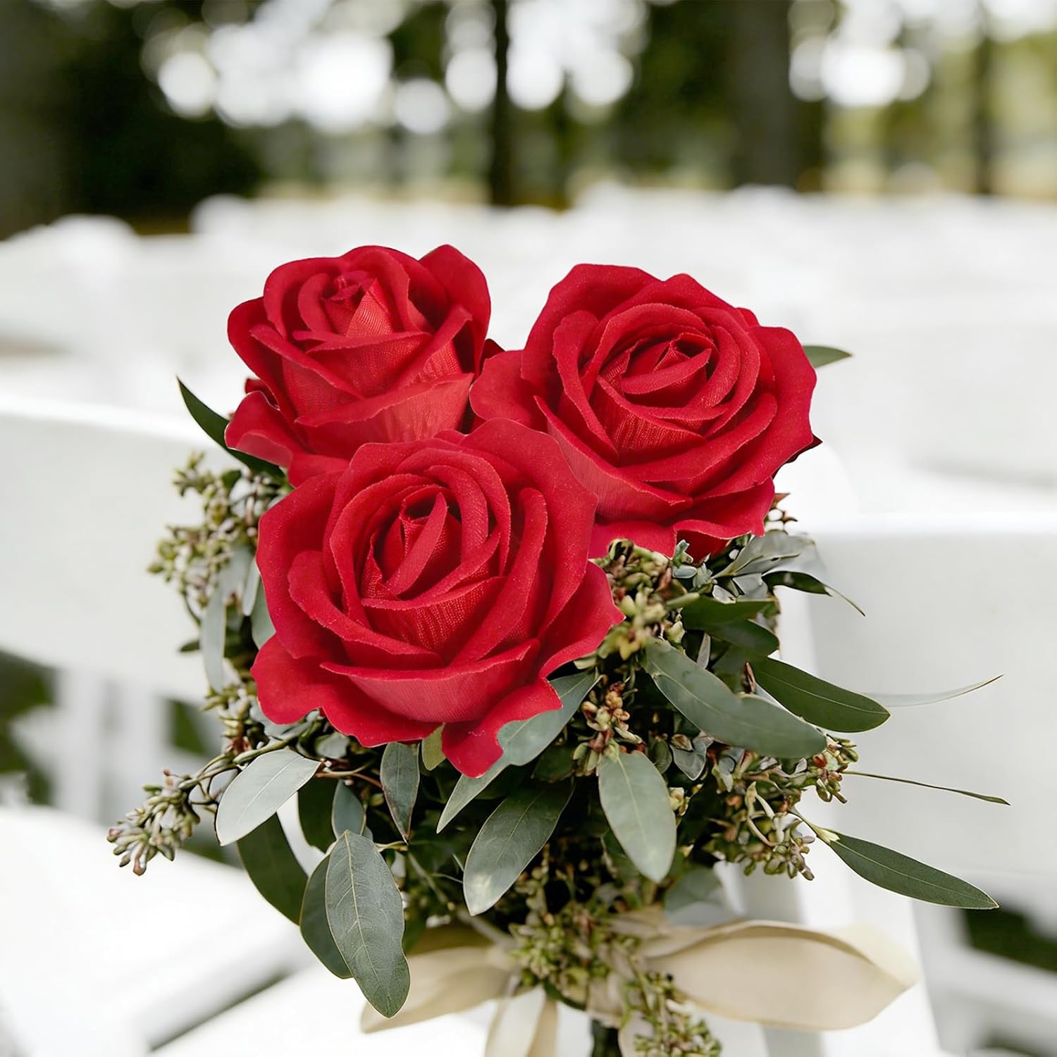 12PCS Realistic Full-Bloom Red Silk Roses – Long Stem Artificial Rose Bouquet for Romantic Home Decor, Wedding Centerpieces, Valentine’s - Image 7