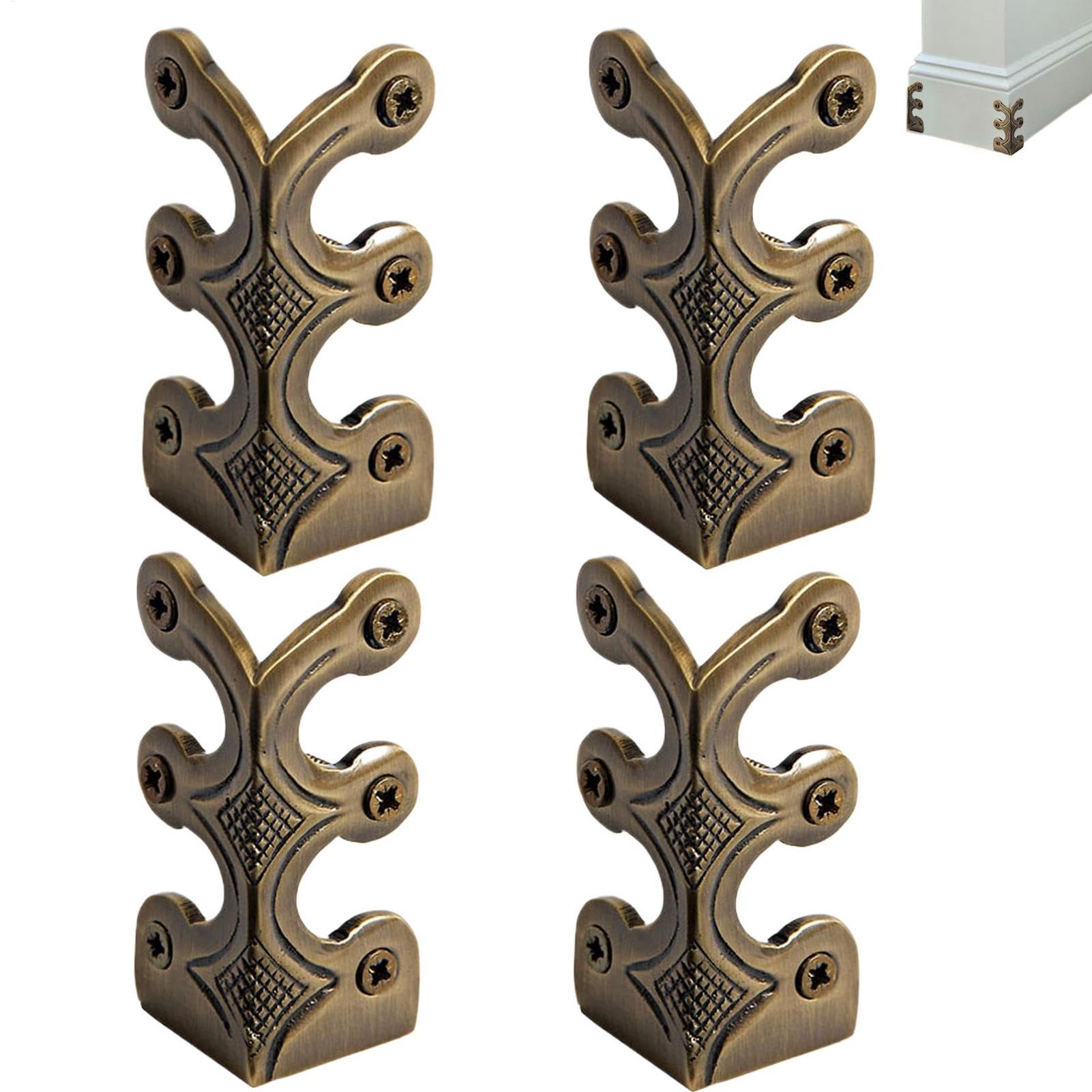 4Pcs Skiffers Baseboard Corner Protectors, Skirting Board Corner Protectors Metal, Vintage Metal Corner Protector, Skiffer Skirting Board Corner Protector, Home Corner Guard Decor Protector Cover