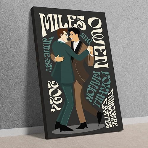 Miniatura 7 de NAREDA Lienzo de boda personalizado, letrero de boda retro de los años 70, letrero de aniversario, regalo personalizado para el día de San Valentín,