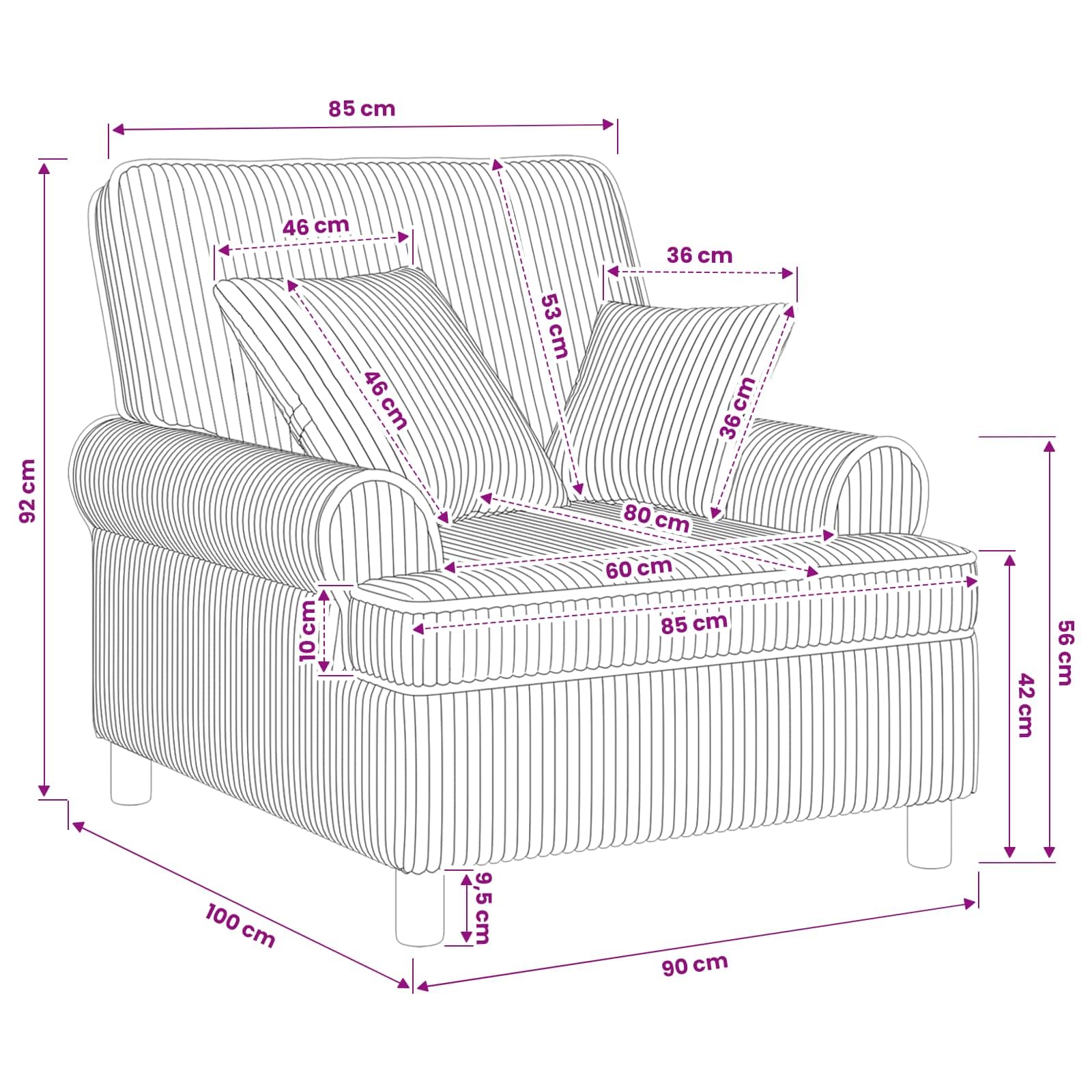 vidaXL Poltrona XL con Cuscini Grigio Scuro Tessuto a 1,5 linee