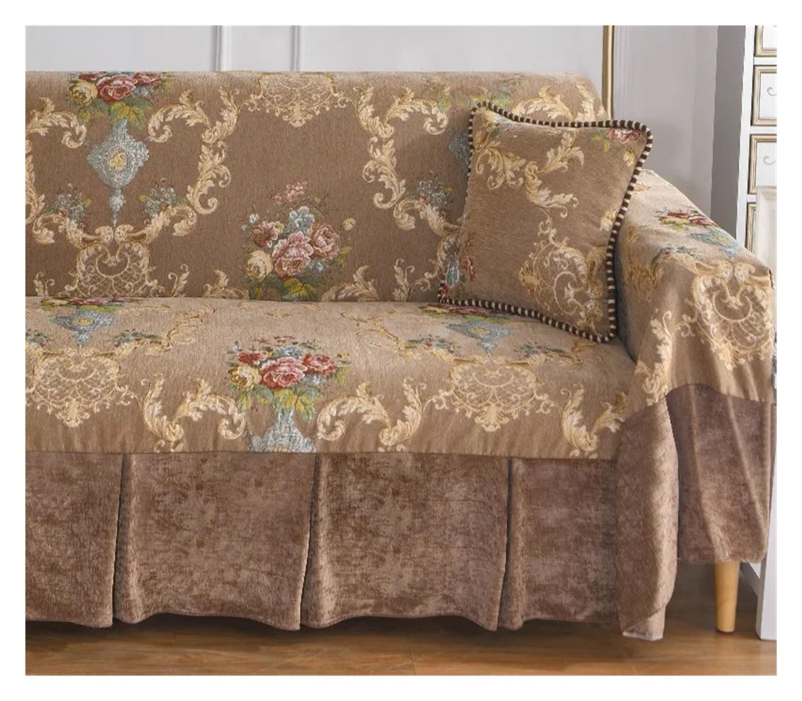 GCYEIDMA Vintage Sofa Cover Sofa Couch Cover 1/2/3/4 Seater Tassels Sectional Towel Throw Floral Recliner Slip Covers(Color4,3 Seater-180x300cm)