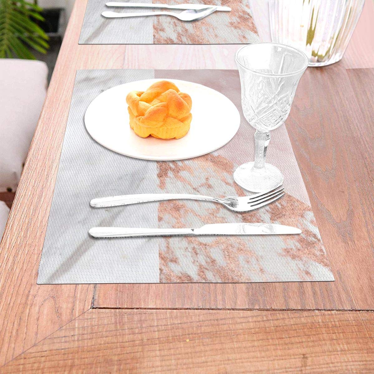 not Mixed Pinks Rose Gold Marble Woven Placemat6 Piece Set of Placemats Pc Party Kitchen Dining Room Home Table Food Dinnerware Tableware Dishware Dishes Mat