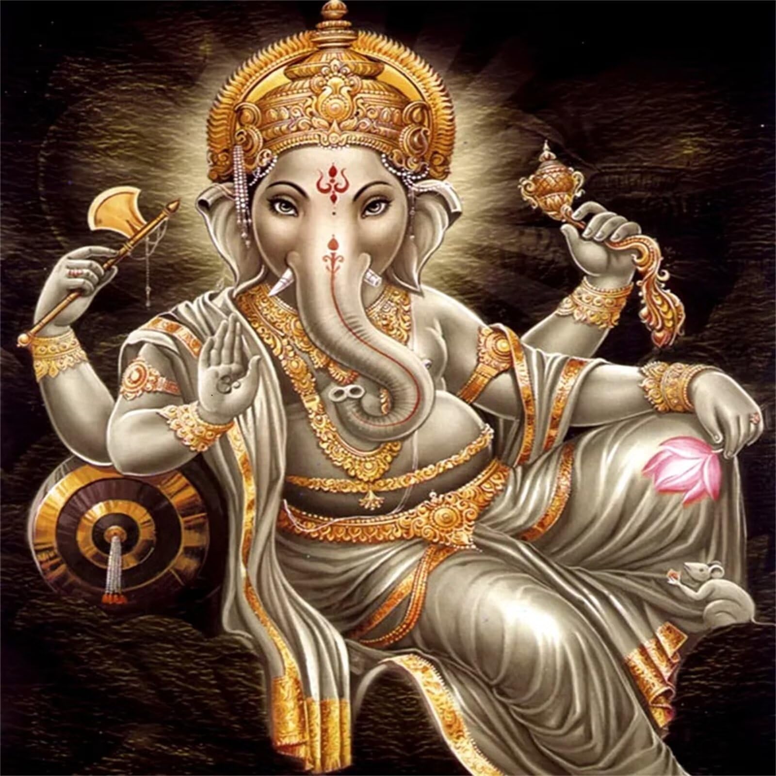 5D Diamond Painting Kits Indian Elephant God DIY Diamond Art Painting for Adults Kids Full Drill Crystal Rhinestone Embroidery Arts Cross Stitch Pictures Crafts Home Wall Decor Round Drill,30x30cm